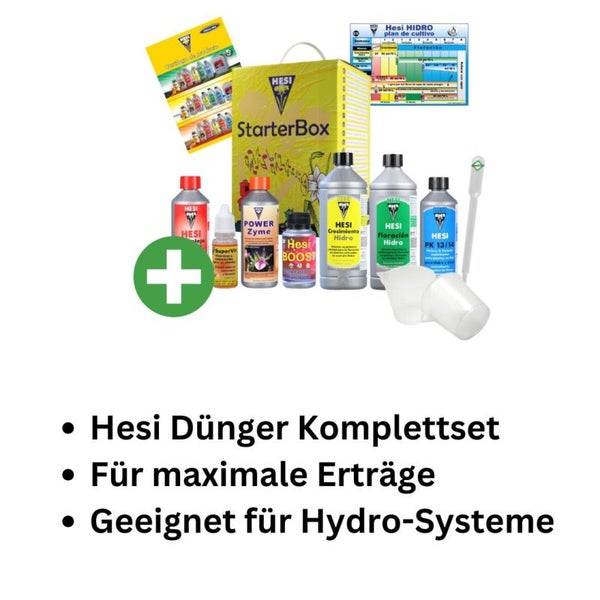 Hesi 7-Teiliges Hydrokultur Starter Set – Mineralischer Pflanzendünger mit Pipette | Für Orchideen, Gemüse & Mehr | Für Starkes Wachstum & Blüte | Einfach Anwendung für Einsteiger