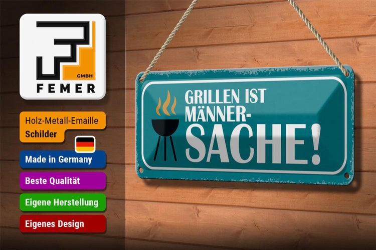 Blechschild Spruch 27x10cm grillen ist Männer Sache Dekoration