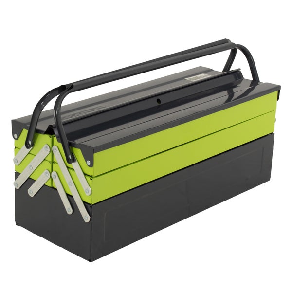 Werkzeugkasten mit mehreren Fächern und Tragegriff