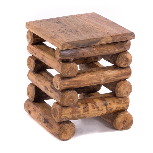 Hocker BLOCK 38 Teak Recyclingholz massiv 08 honigfarben gewachst