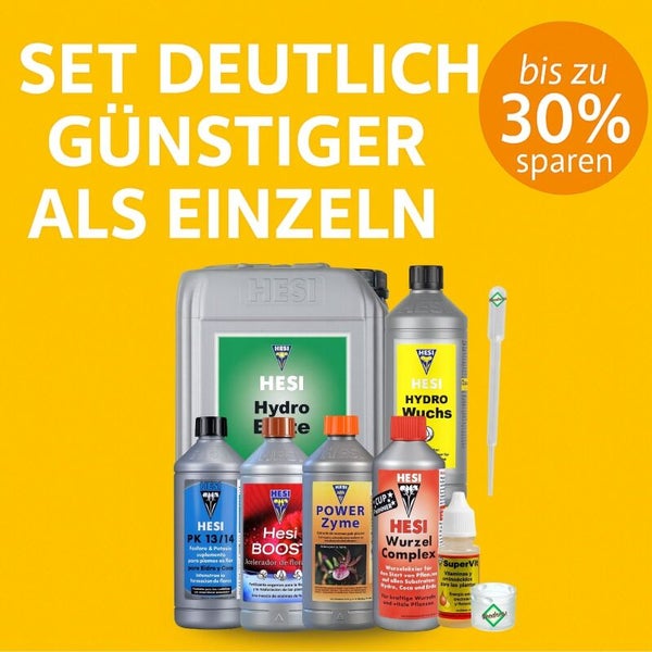 HESI Pflanzendünger-Set für Hydroponik mit Hydro Blüte, Hydro Wuchs und Zusätzen, Ersparnis bis zu 30 Prozent gegenüber Einzelkauf.