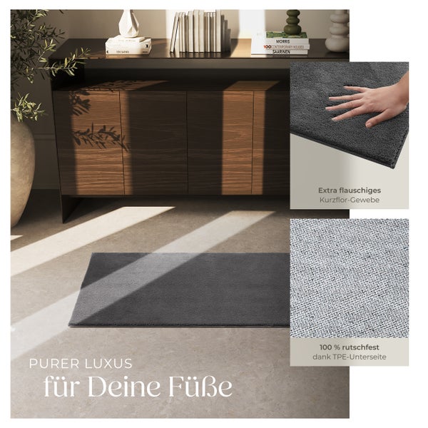 Kurzflorteppich tectake rutschfeste Unterseite verschiedene Größen und Farben 60 x 110 cm