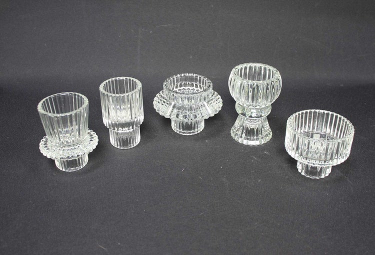 FRANK FLECHTWAREN | Kerzenhalter Classical, 5er Set, GLAS