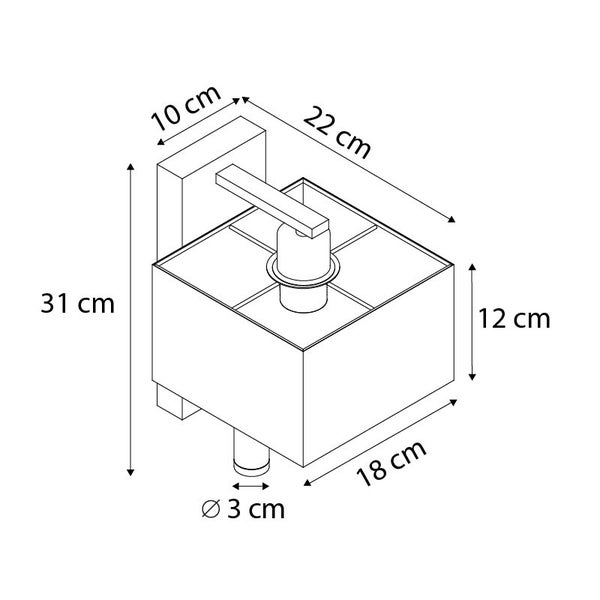 Technische Zeichnung einer Wandleuchte mit Maßangaben