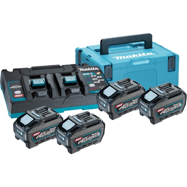 Makita Akku-Set mit Ladegerät, vier Akkus und Transportkoffer