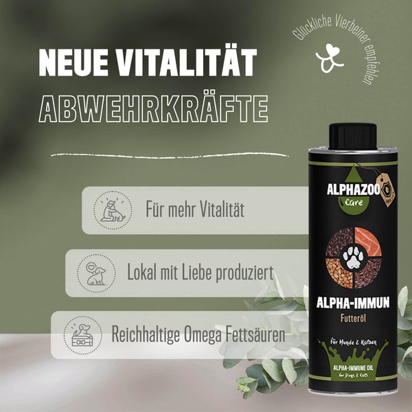 ALPHAZOO Alpha-Immun Futteröl 250ml für Hunde und Katzen I Immunsystem stärken