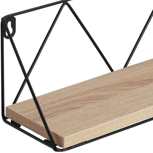 2er Set Wandregal tectake Rockport Tiefe 13 cm Industrial Style Industrial Holz hell, Eiche Sonoma