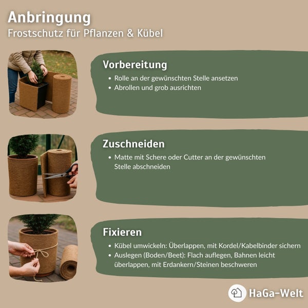 Kokosmatte 800 g/m² – 1 m Breite (Meterware) – natürlicher Schutz vor Kälte & Frost