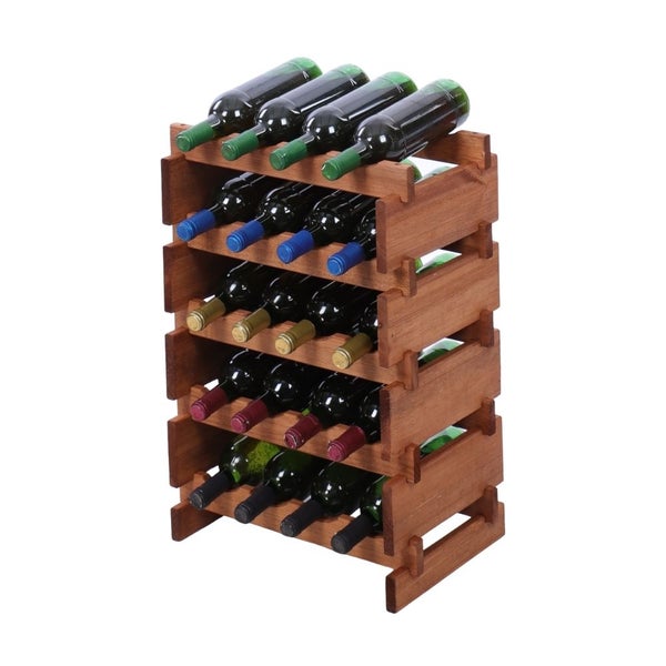 Weinregal VINOTECA FLEX PRO HxBxT 65x46x28cm 20 Flaschen auf 5 Ebenen Massives Kiefernholz Braun geölt