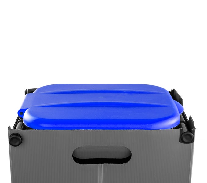 BigDean Müllsackhalter SichtFix 2.0 Blau mit Sichtschutz - 80L - Müllsackständer Bauset Mülleimer Müllbeutelständer Müllbeutelhalter Blauer Gelber Sack