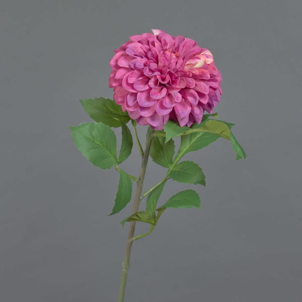Künstliche Dahlie mit dichten pinkfarbenen und orangefarbenen Blütenblättern.