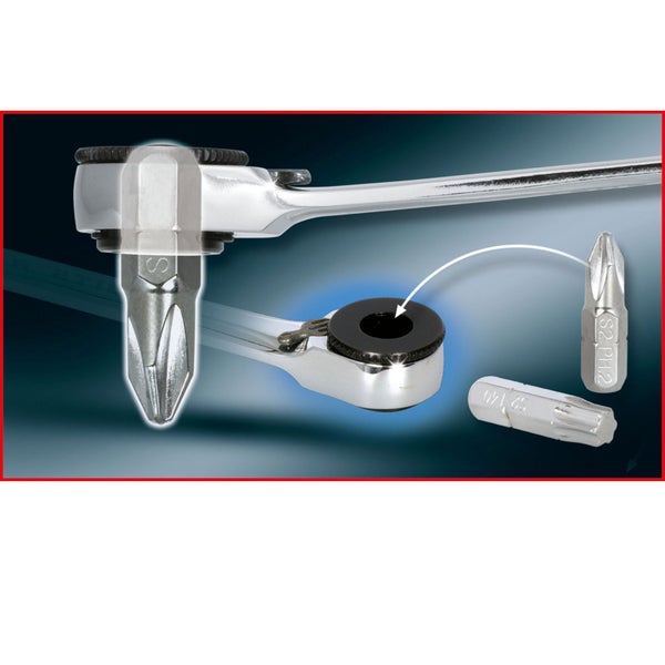 KS TOOLS GEARplus Mini-Bit-Umschalt-Ratschenringschlüssel 1/4 x 10 mm - 503.4678