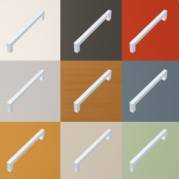 Quadratischer Möbelgriff, verschiedene Ansichten