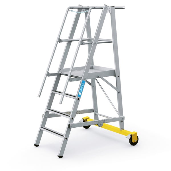Rollbare ZARGES-Arbeitsbühne aus Aluminium mit Plattform