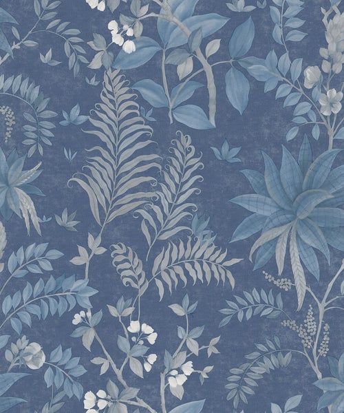 Sanders und Sanders Tapete tropische Blätter Blau - 53 cm x 10,05 m - 640728