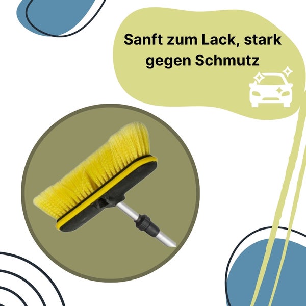 Autowaschbürste mit Teleskopstiel, sanft zum Lack und stark gegen Schmutz.