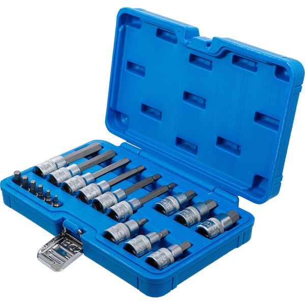 BGS Bit-Einsatz-Satz Antrieb Innenvierkant 6,3 mm (1/4) / 12,5 mm (1/2) Innensechskant 18tlg.  - 5171