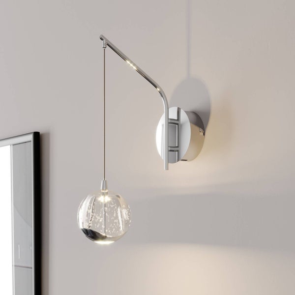 Lucande LED Wandleuchte, Wandlampe Innen Hayley (Modern) in Transparent aus Glas (1 flammig ) - Wandstrahler Wandbeleuchtung Schlafzimmer / Wohnzimmer Wohnzimmerleuchte