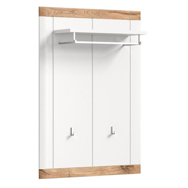 Garderobenpaneel mit Hutablage, Kleiderstange und Haken, Maße 114 x 80 x 25 cm