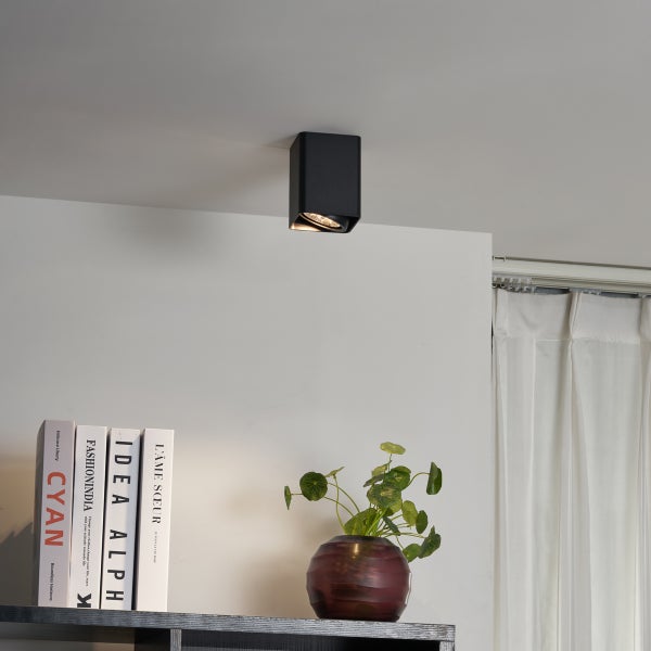 Schwarze Deckenleuchte im modernen Wohnraum