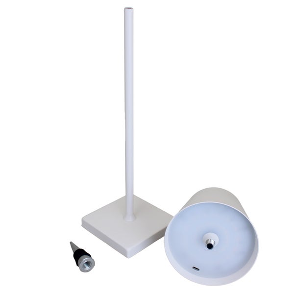 LED Lampe 2 in 1 Tischlampe und Flaschenlampe in Einem, Farbe Weiss, kabellos, dimmbar, aufladbar USB, zum Aufstecken auf Flaschen oder als Tischleuchte für zu Hause, Restaurants, Hotels, Bars