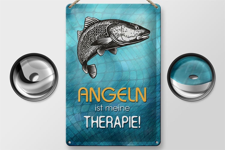 Blechschild Spruch 20x30cm Angeln ist meine Therapie