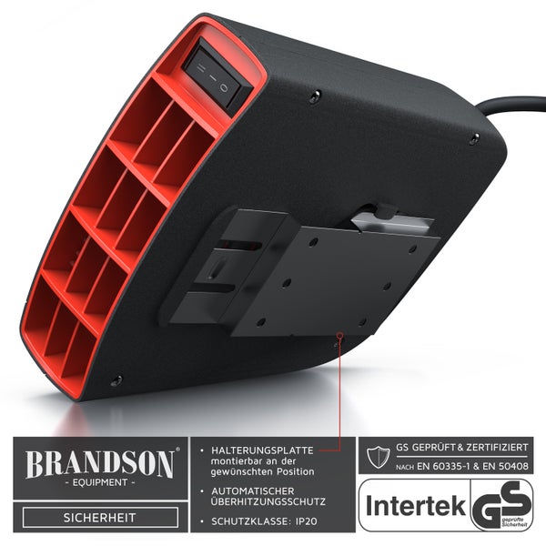 Brandson Heizlüfter 1400W, Innenraumheizung, mobile Auto Heizung, PKW, Überhitzungsschutz, Entfroster Standheizung, Schwarz/Rot