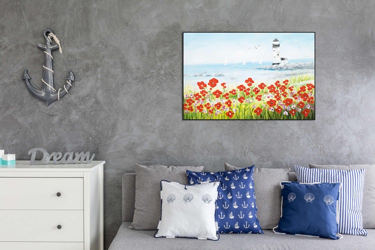 Handgemaltes Gemälde Acrylfarbe 90x60cm Blau