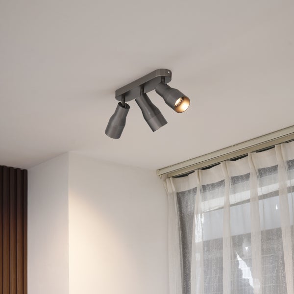 Runde Deckenleuchte Gunmetal GU10 50mm 3-flammig - Stanley
