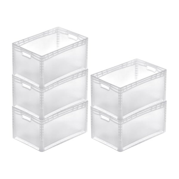 PROREGAL SparSet 5x Transparenter Eurobehälter LightLine mit Offenem Griff  HxBxT 32 x 40 x 60 cm 6,6 Liter Eurobox Transportbox