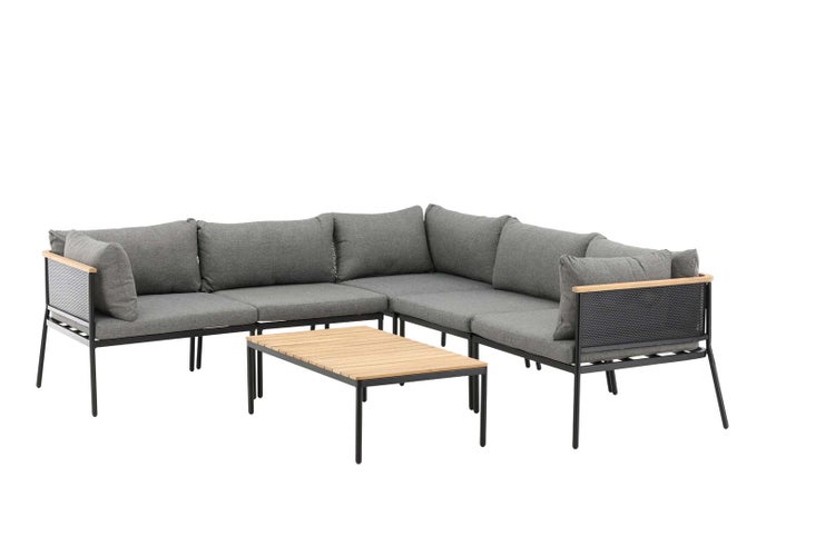Nettan Lounge-Set 2 Teile schwarz,grau,natur. 60 X 106 X 35 cm