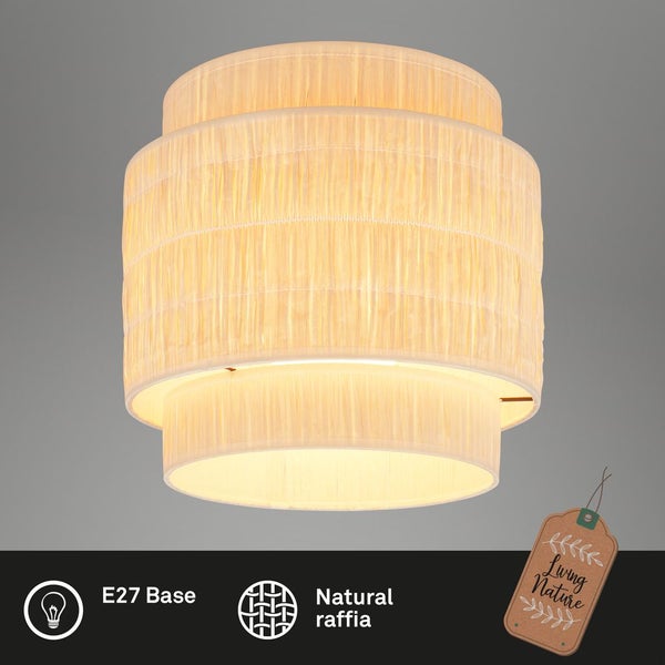 Briloner Papper Deckenlampe, Bastschirm, Boho-Stil, E27 Fassung, Natur, Ø30 x 32 cm
