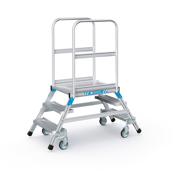 Rollbare Arbeitsbühne aus Aluminium mit Geländer