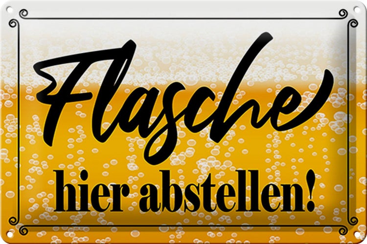 Blechschild Spruch 30x20cm Flasche hier abstellen Bier