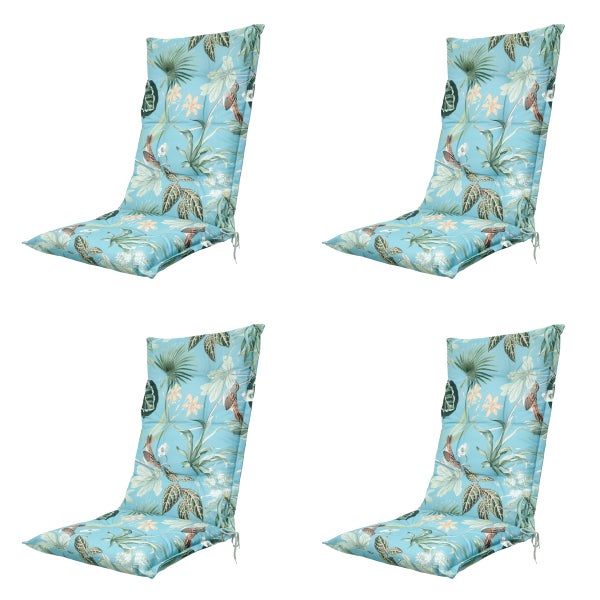 Hochlehnerauflage Hochlehner Grasse aqua - Ca. 123x50 cm - 4er-Set