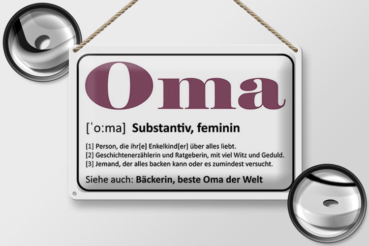 Blechschild Spruch 30x20cm Oma Bäckerin beste Oma Welt