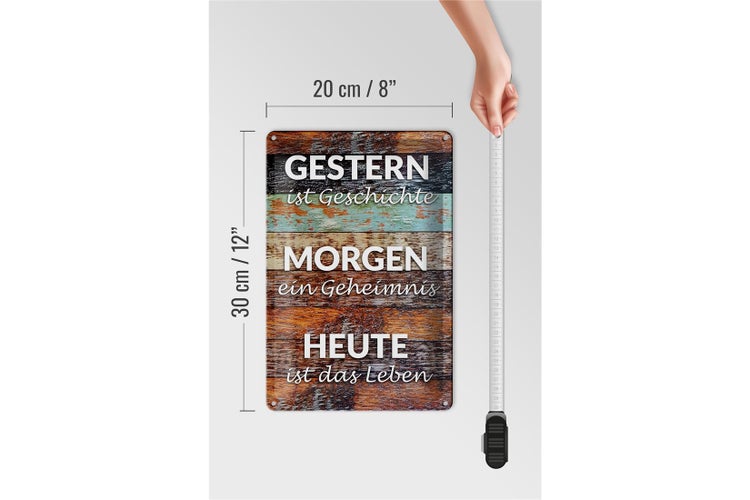 Blechschild Spruch 20x30cm Gestern Geschichte Morgen Heute