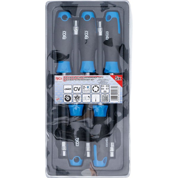 BGS Werkzeugsatz mit flexiblen Schraubendrehern, fünf Stück