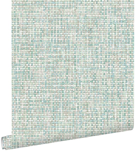 ESTAhome Tapete Leinen-Optik Pastell Mintgrün - 53 cm x 10.05 m - 148662
