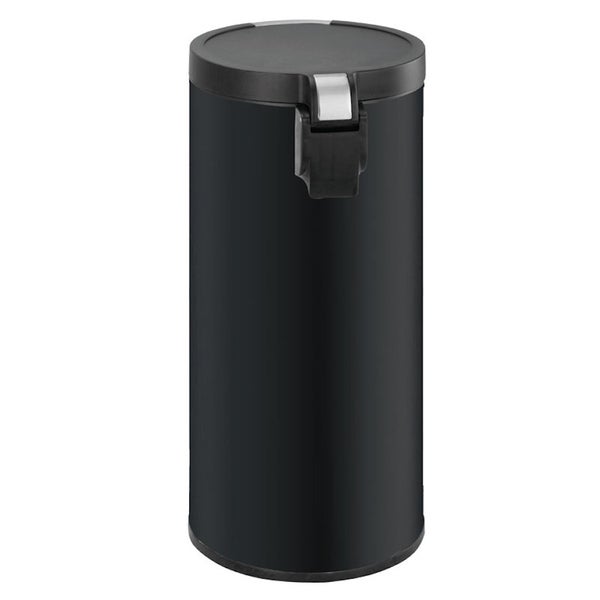 PROREGAL Runder Treteimer Mit Kunststoffdeckel Mit Edelstahlakzenten 30 Liter HxØ 65 x 29,2 cm Schwarz