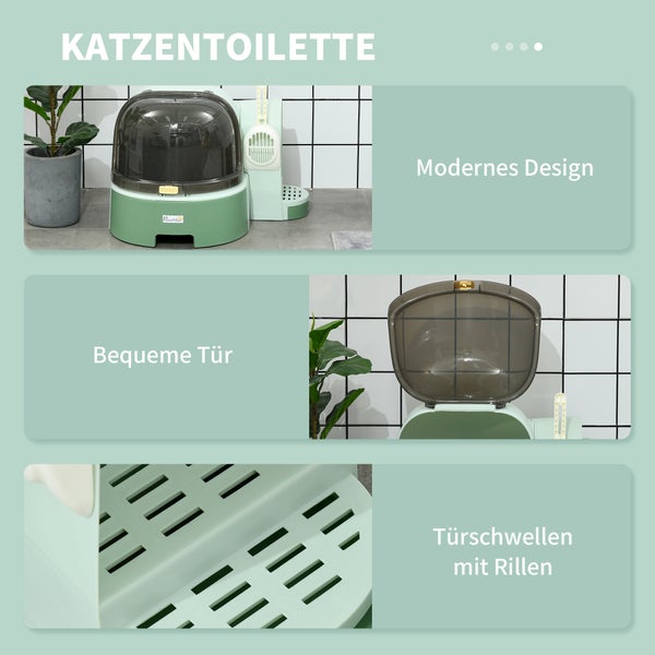 PawHut Katzentoilette, 52L x 60B x 42H cm, PP, PC, Grün