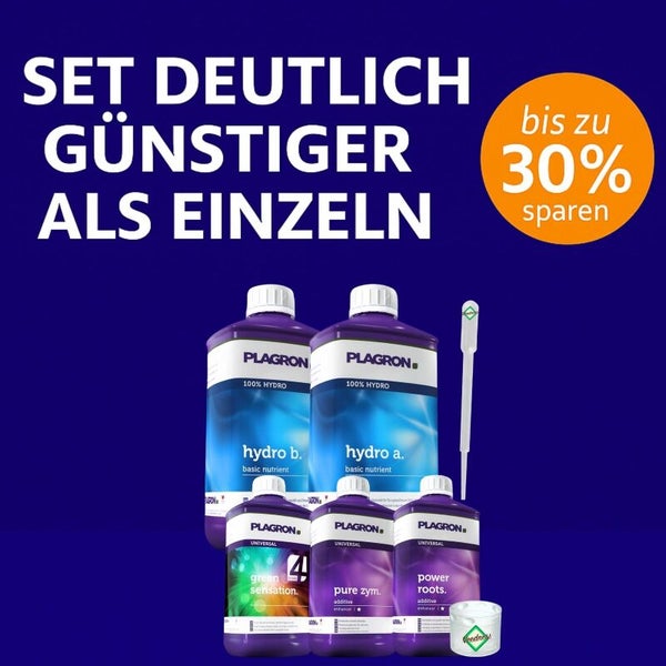 Plagron Dünger Set mit Hydro A, Hydro B, Green Sensation, Pure Zym, Power Roots und Goodness