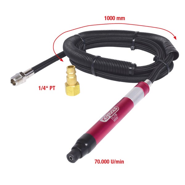 KS Tools Druckluft-Micro-Stiftschleifer mit 1000 Millimeter Schlauch und 1/4 Zoll PT Anschluss