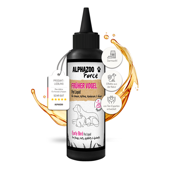 ALPHAZOO Magen-Darm Liquid Früher Vogel 100 ml Hund & Katze I Sekundierende Unterstützung durch Saponine & Bitterstoffe