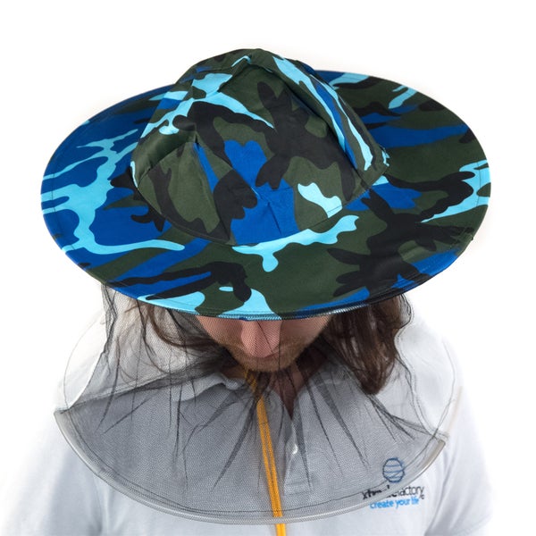 IMKERSCHUTZHUT | Camouflage, Ø 39 cm | Bienenhut, Imkerhut, Schlupfschleier, Imker Schutzkleidung, Insektenschutz