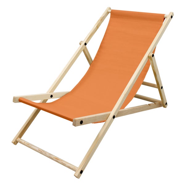 ECD Germany Liegestuhl klappbar aus Holz - 3 Liegepositionen - bis 120 kg - Orange - Sonnenliege Gartenliege Relaxliege Strandliege Liege Strandstuhl Klappliegestuhl Holzklappstuhl Strandliegestuhl