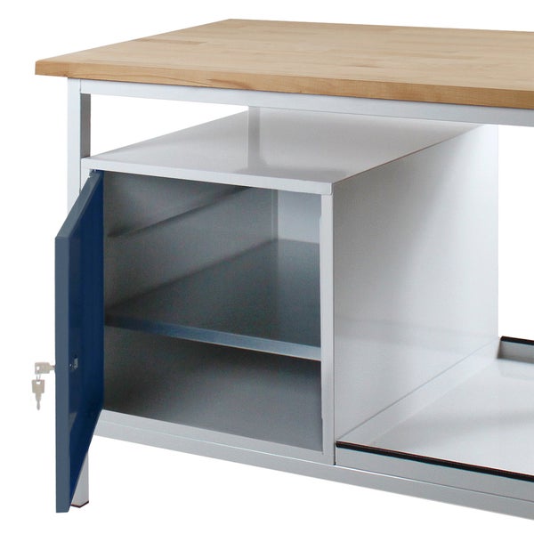 PROREGAL Werkbank Light Rhino mit Ablagefach 1 Tür HxBxT 82,5 x 120 x 60 cm Traglast 300 kg Lichtgrau Anthrazitgrau