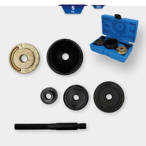 Werkzeugsatz mit verschiedenen Scheiben und einer Gewindespindel