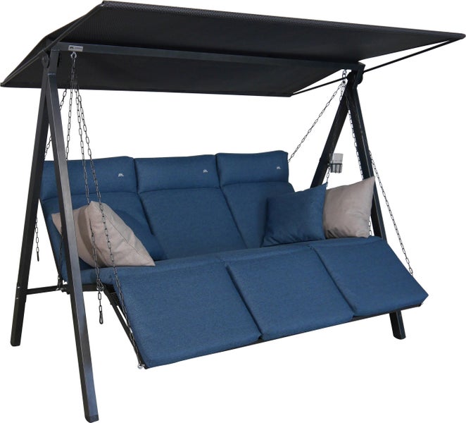 Gartenschaukel mit Sonnendach, Liegefläche und Kissen