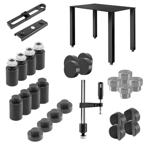 STAHLWERK Schweißtisch Set, Montagetisch mit D22 Lochsystem 12 mm Arbeitsplatte